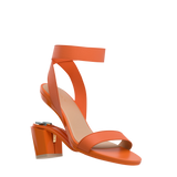 Abby Sandal - Tangerine Elastic 3 Block