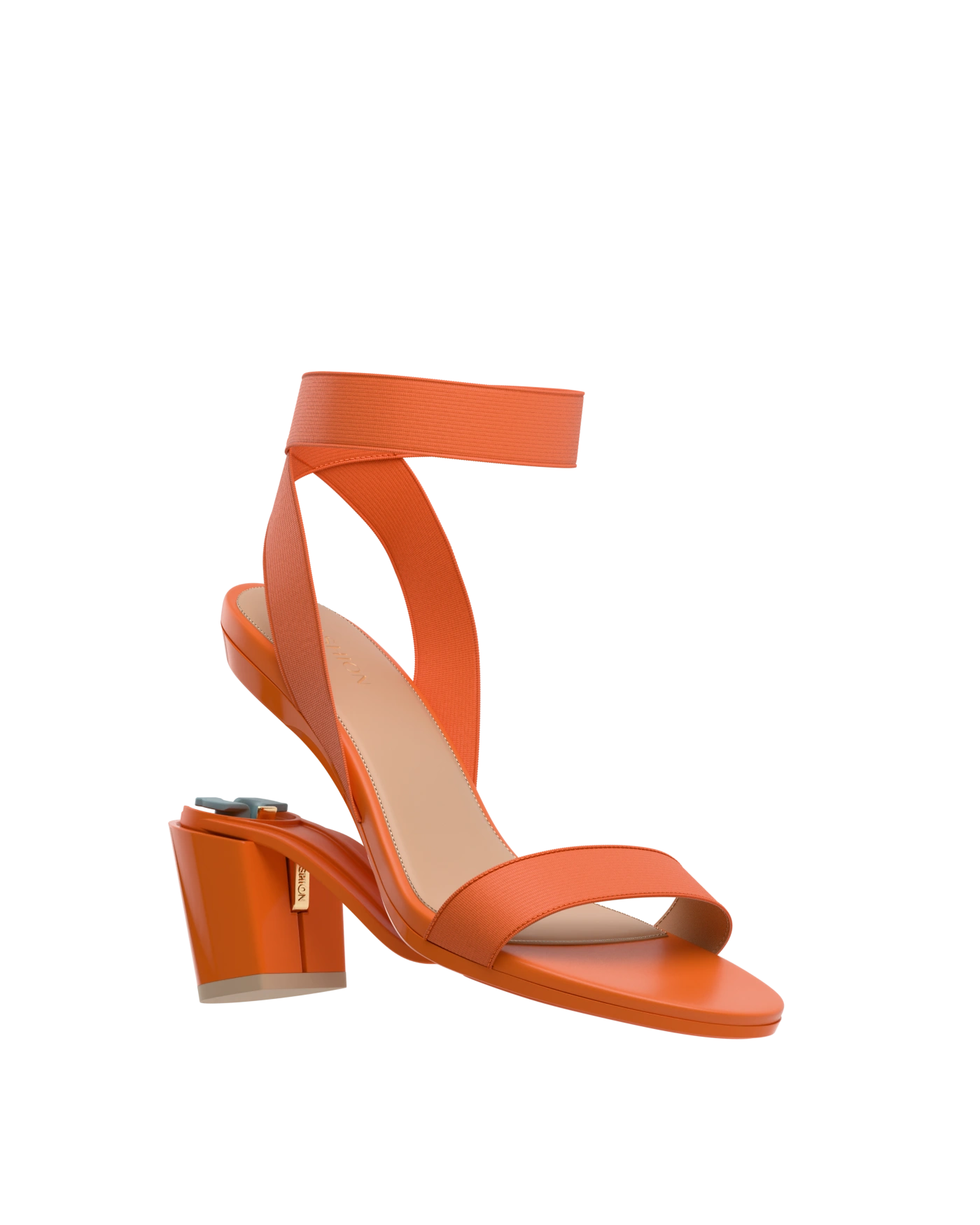 Abby Sandal - Tangerine Elastic 3 Block