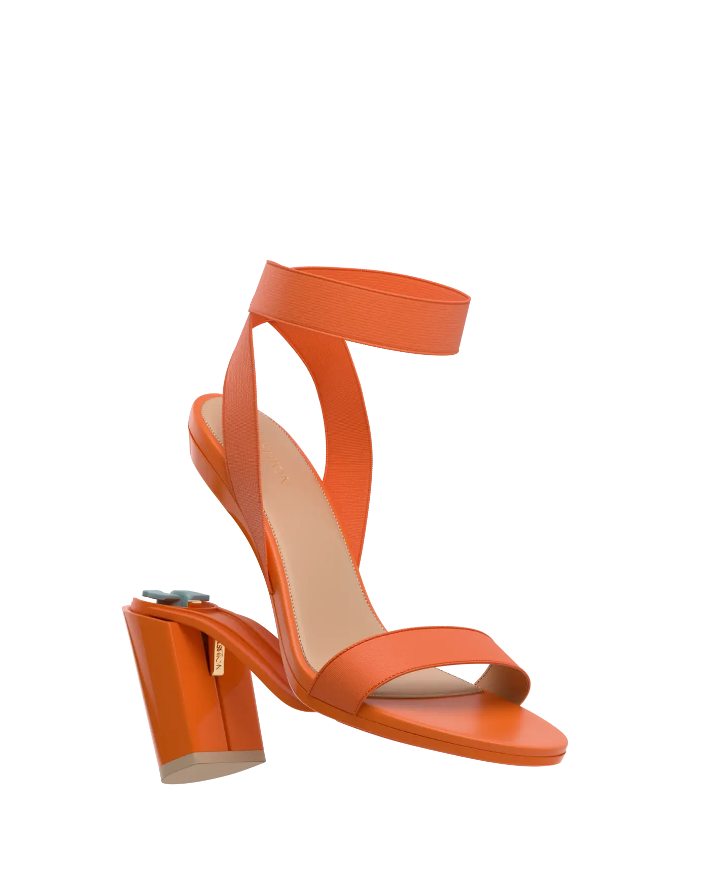 Abby Sandal - Tangerine Elastic 4 Block