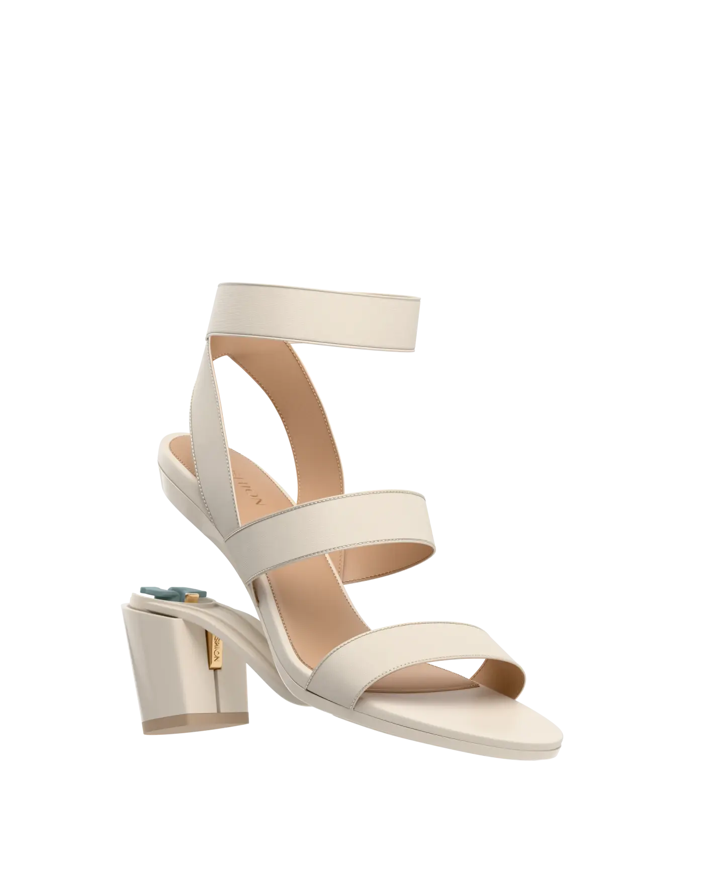 Adrianna Sandal - Ivory 3 Block
