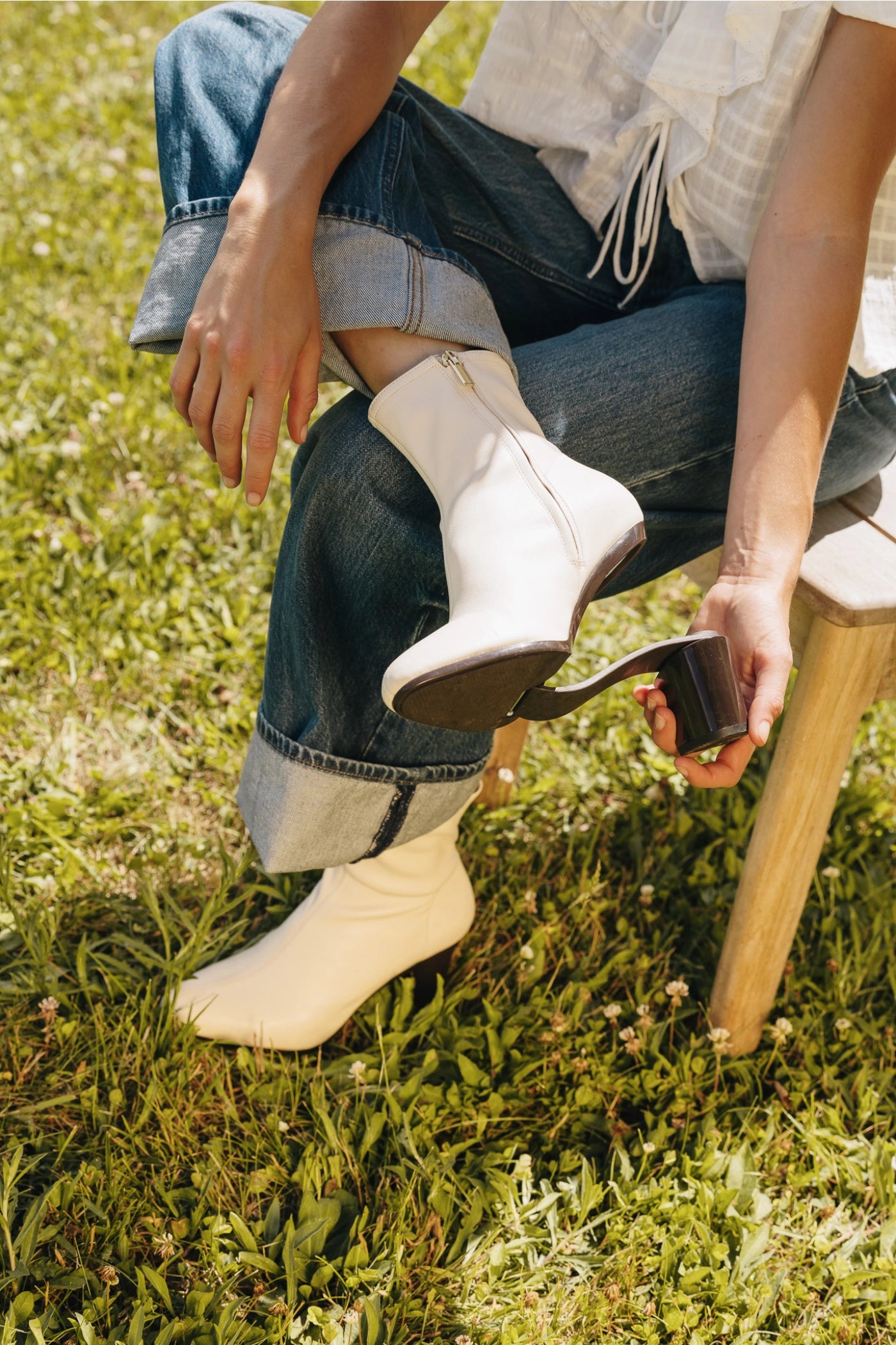 The Amy Bootie - Ivory Leather 3 Stiletto