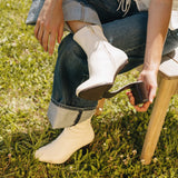 Amy Ankle Boot - Ivory Leather 4 Stiletto