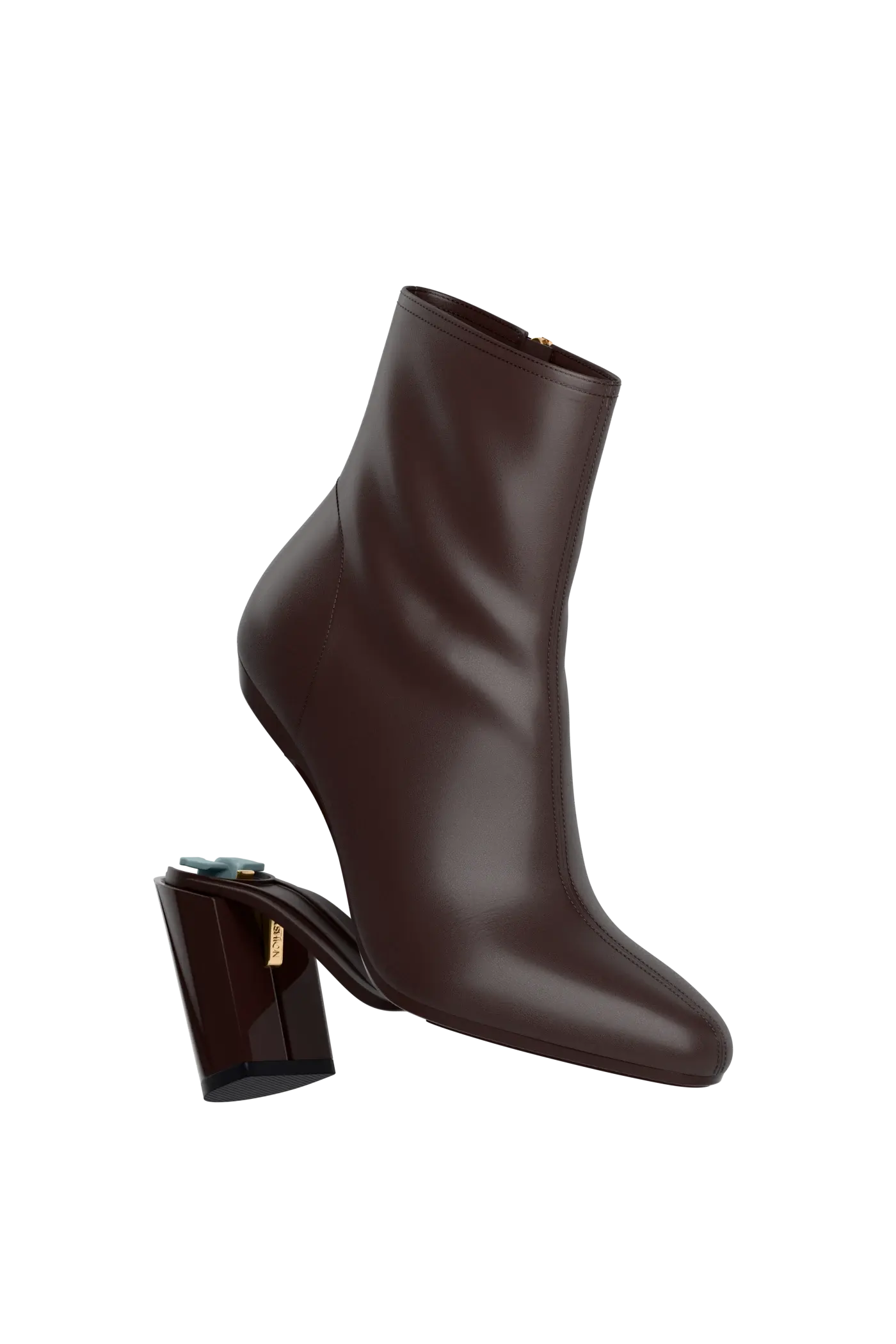 The Amy Bootie - Chocolate Leather 4 Block