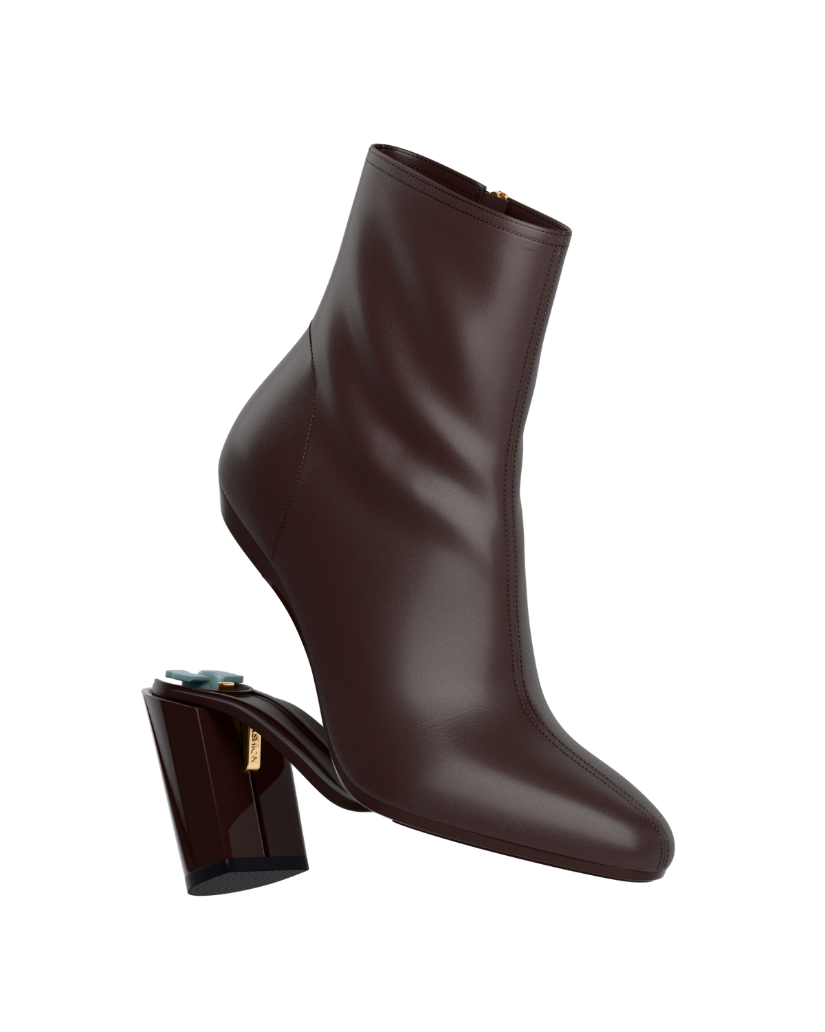 The Amy Bootie - Chocolate Leather 4 Block