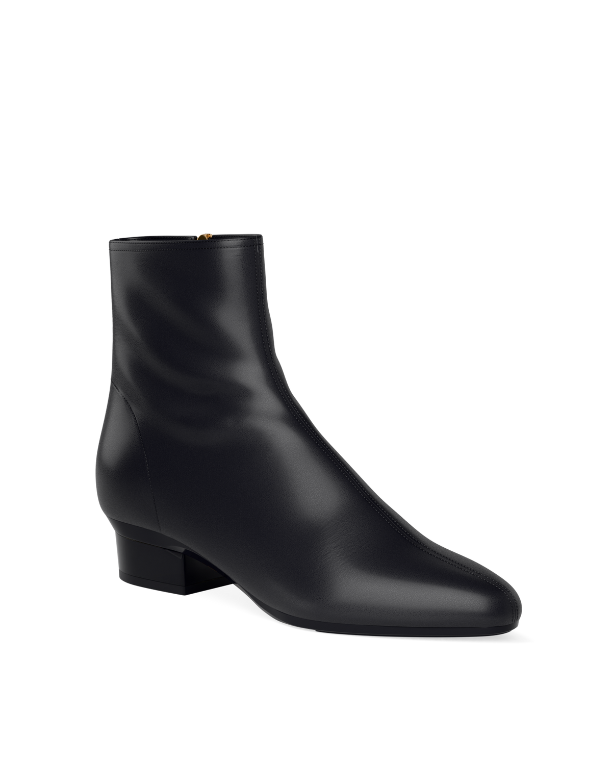The Amy Bootie - Coal Black Leather 4 Block