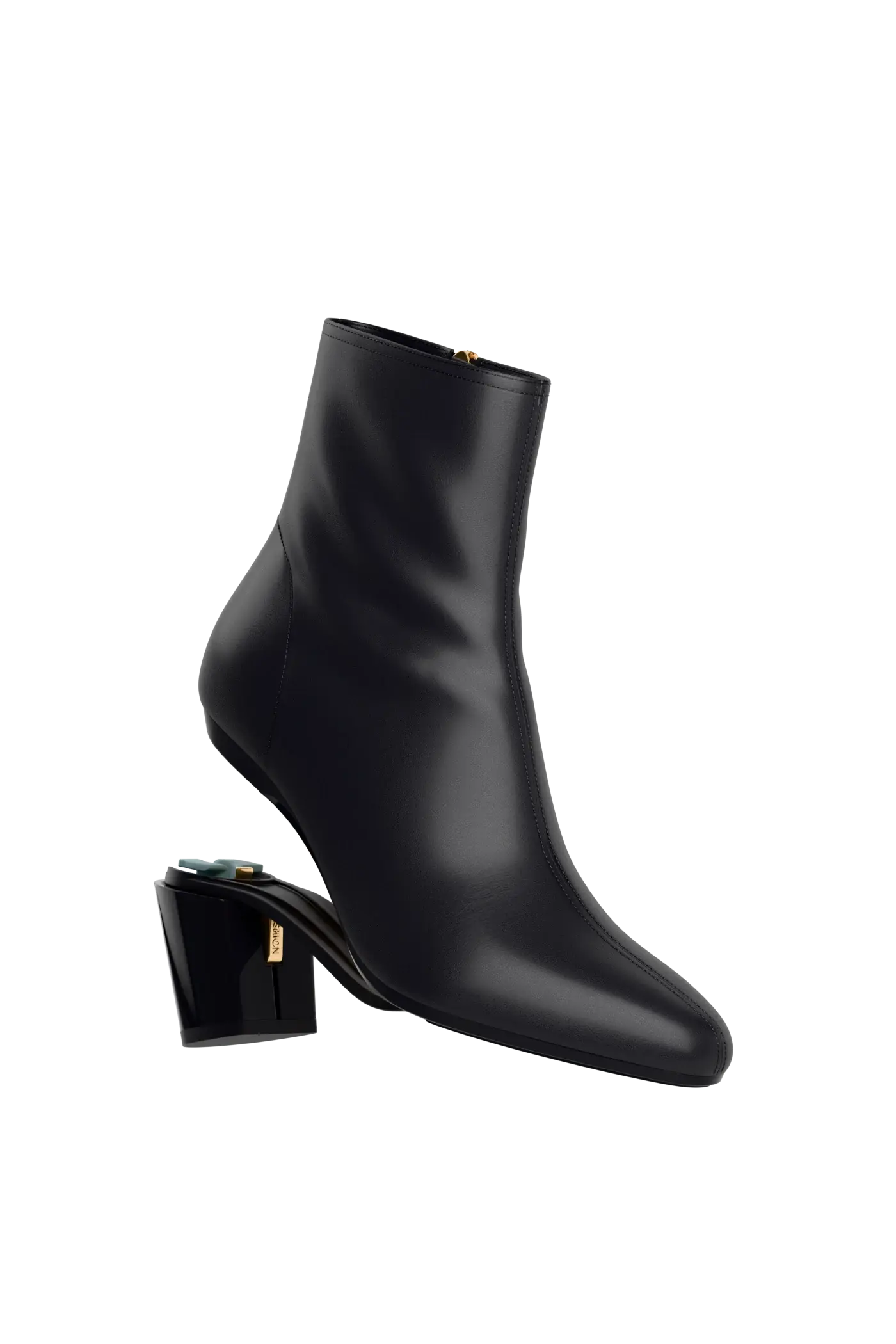 The Amy Bootie - Coal Leather 3 Block