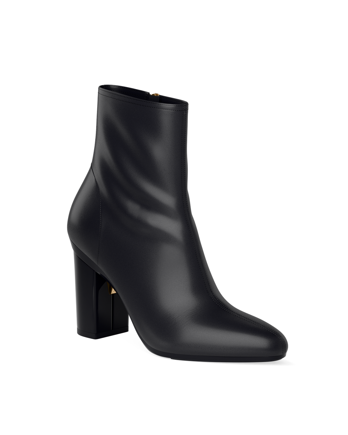 The Amy Bootie - Coal Black Leather 4 Block