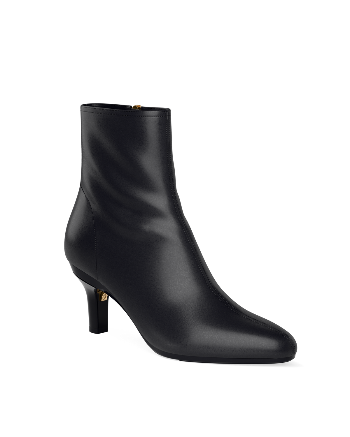 The Amy Bootie - Coal Black Leather 3 Stiletto