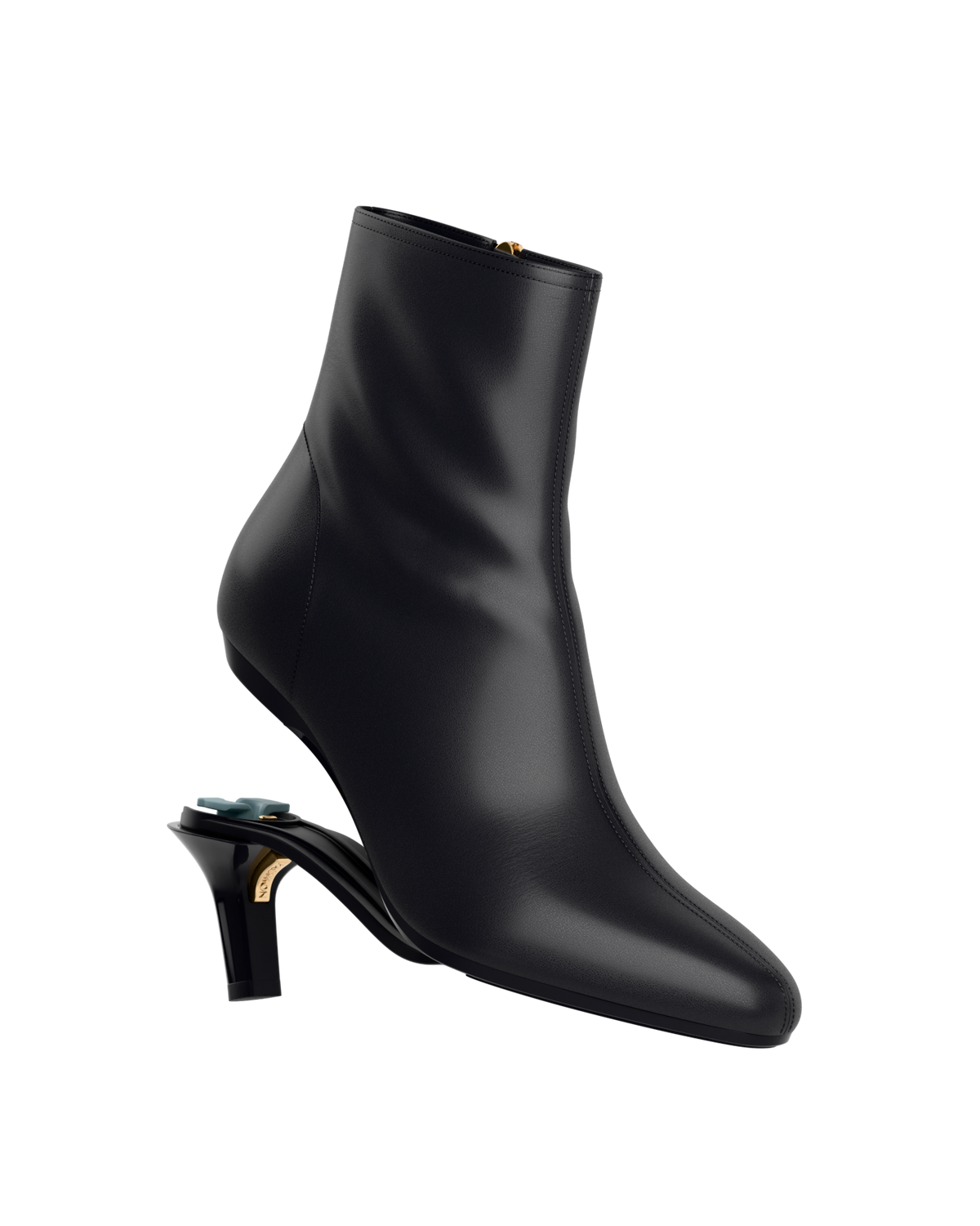 The Amy Bootie - Coal Black Leather 3 Stiletto