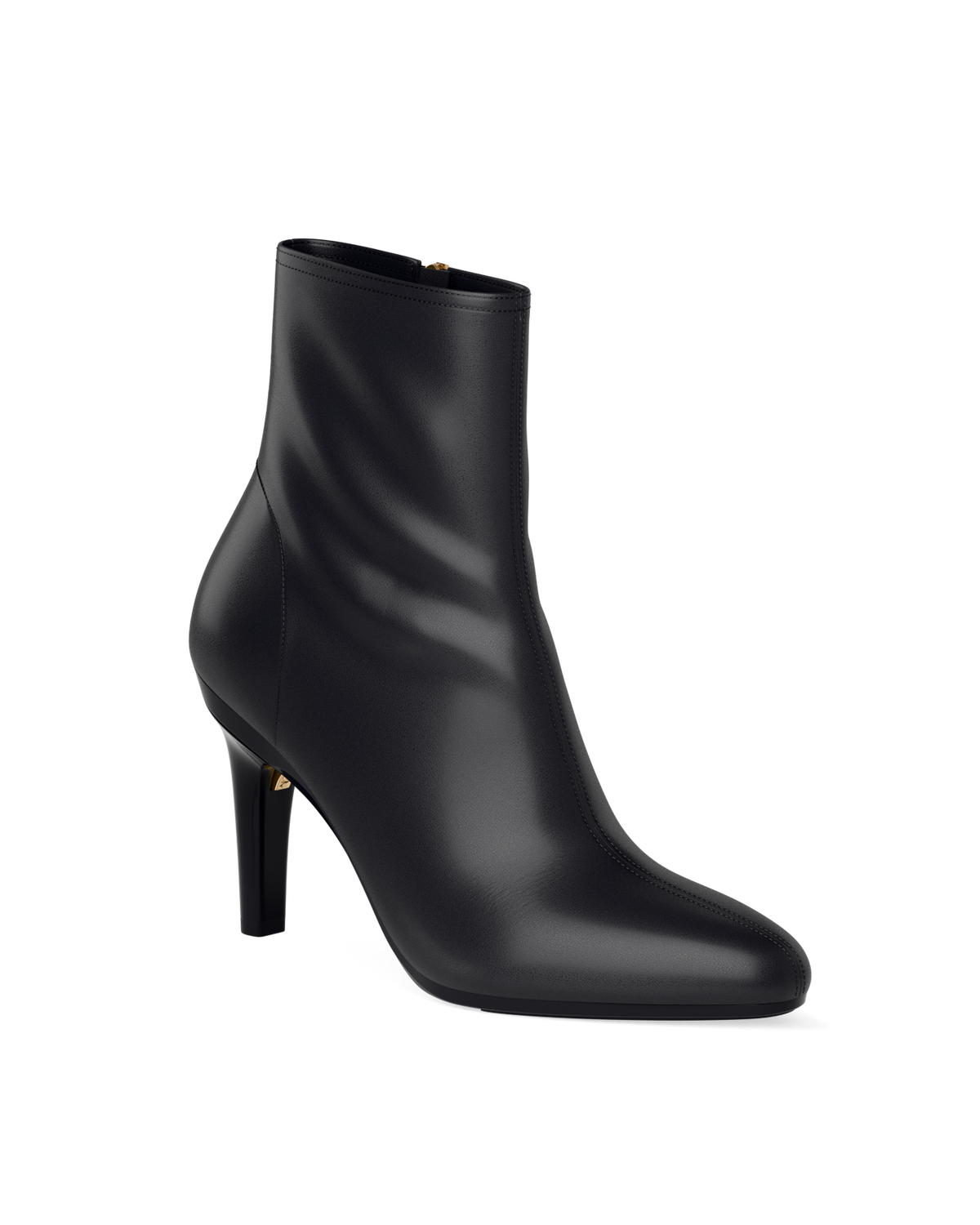 The Amy Bootie - Coal Black Leather 4 Stiletto
