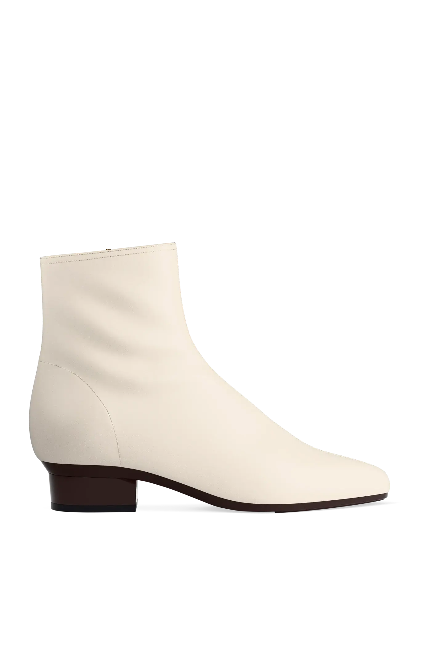 The Amy Bootie - Ivory Leather Flat