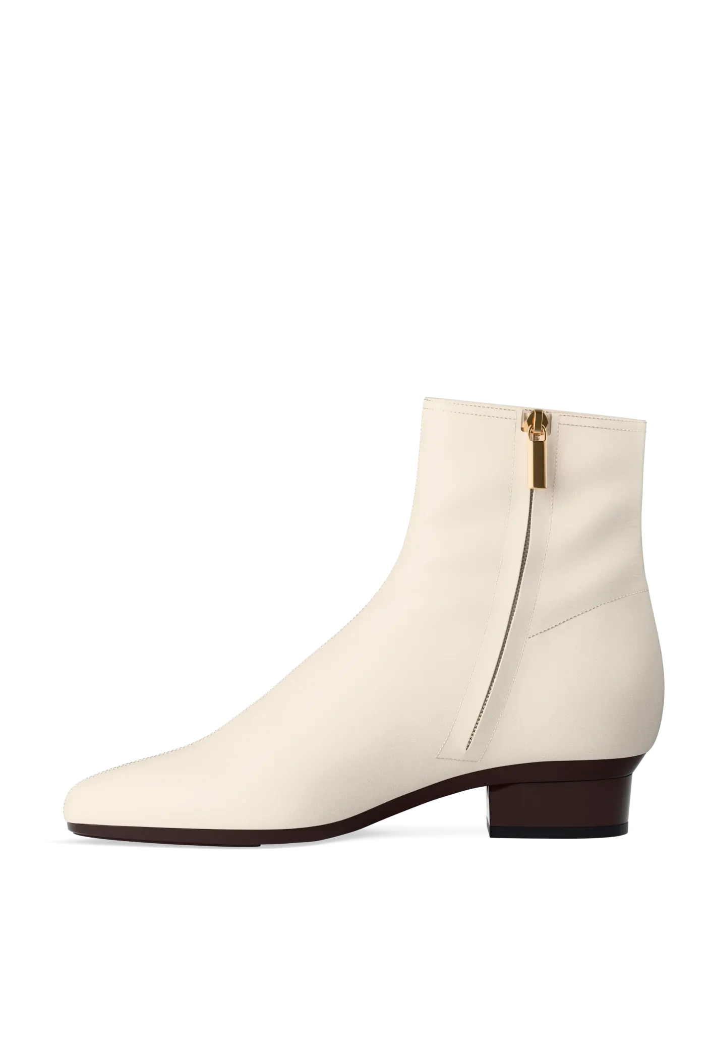 The Amy Bootie - Ivory Leather Flat
