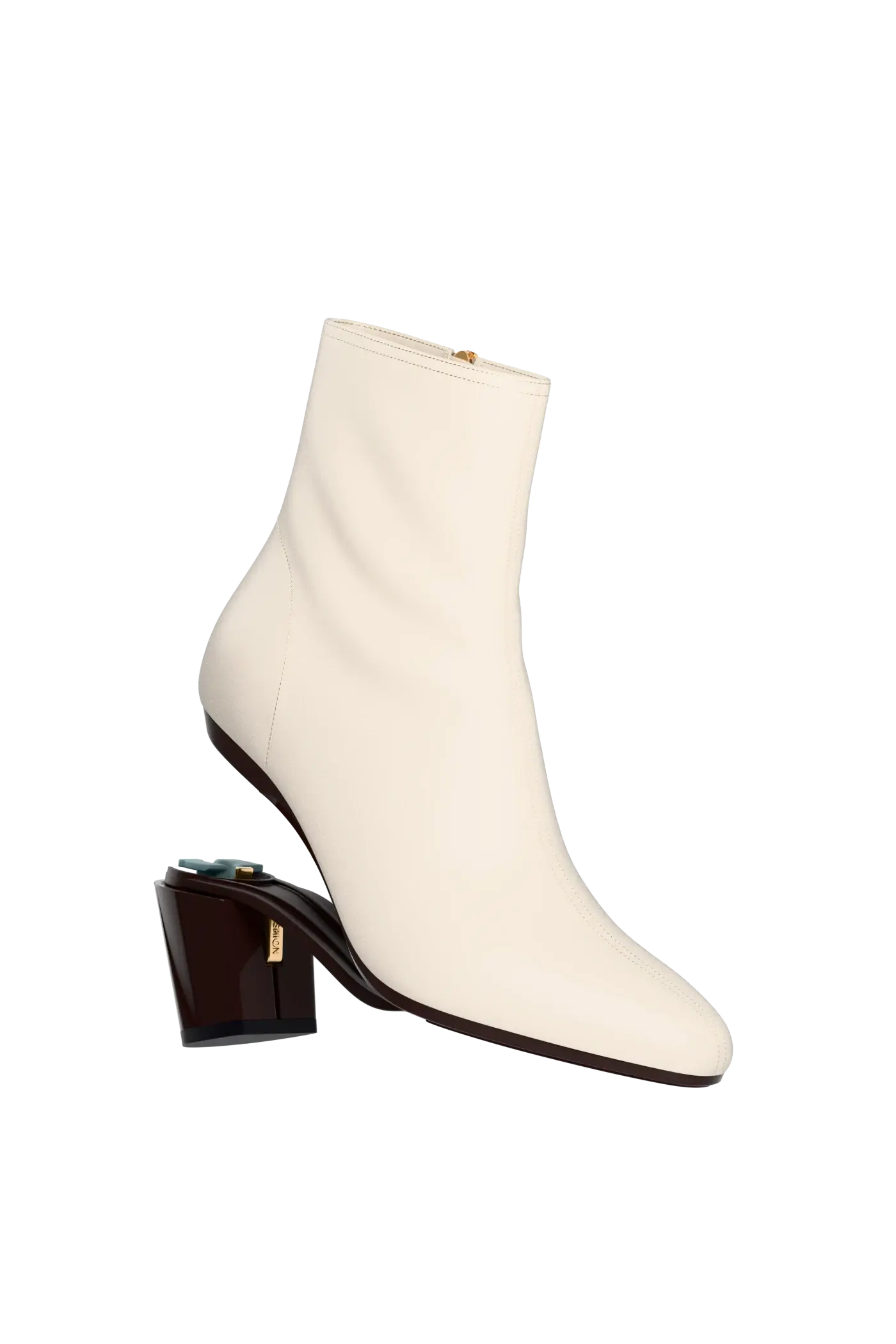 The Amy Bootie - Ivory Leather 3 Block