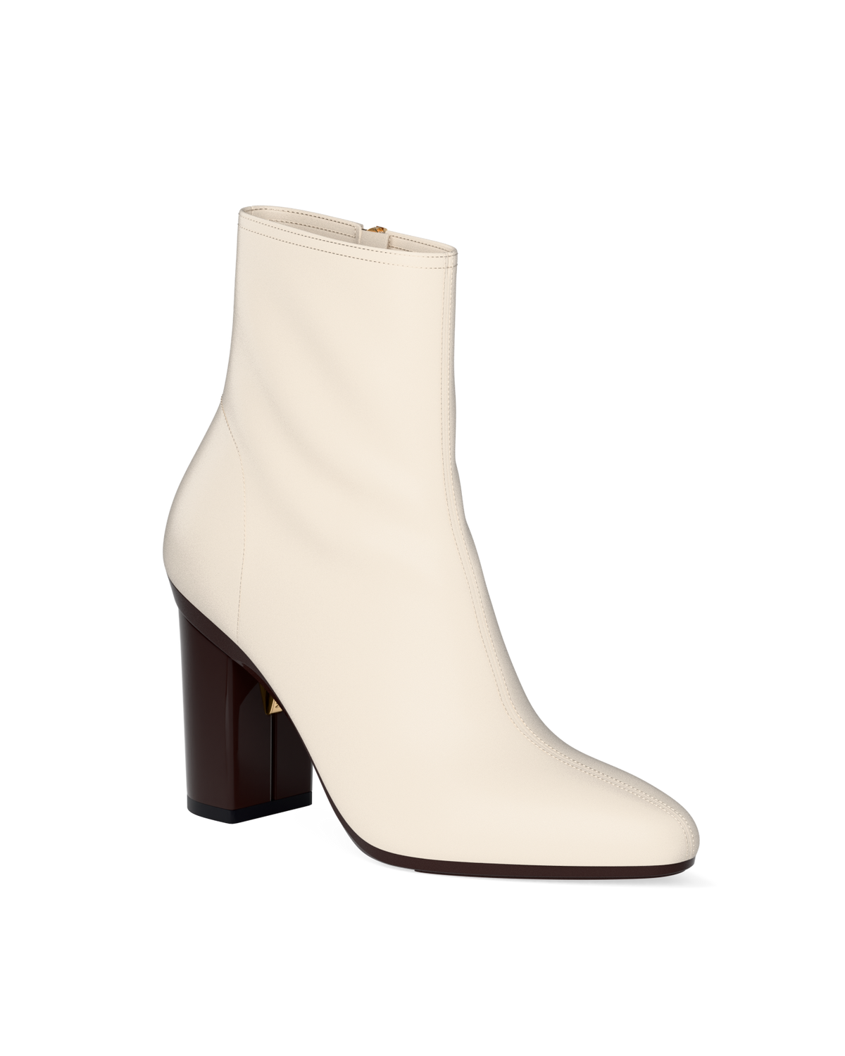 The Amy Bootie - Ivory Leather 4 Block