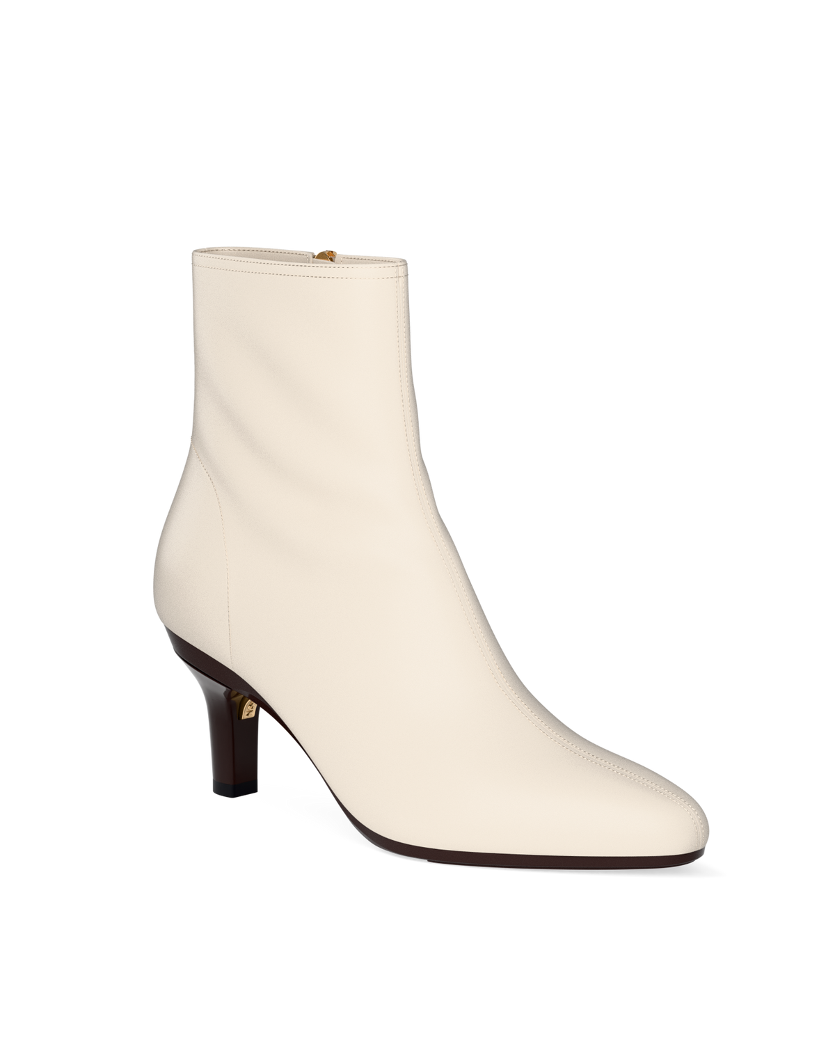 The Amy Bootie - Ivory Leather 3 Stiletto