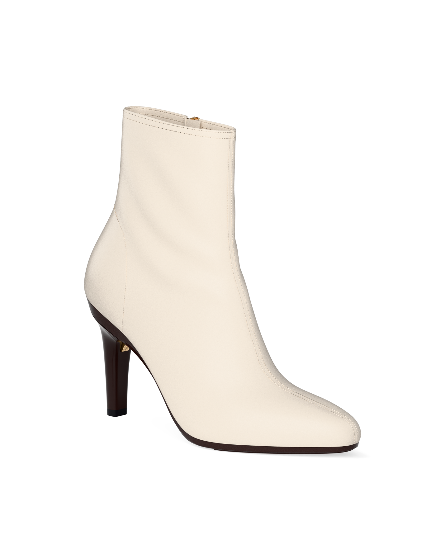 Amy Ankle Boot - Ivory Leather 4 Stiletto