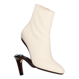 Amy Ankle Boot - Ivory Leather 4 Stiletto