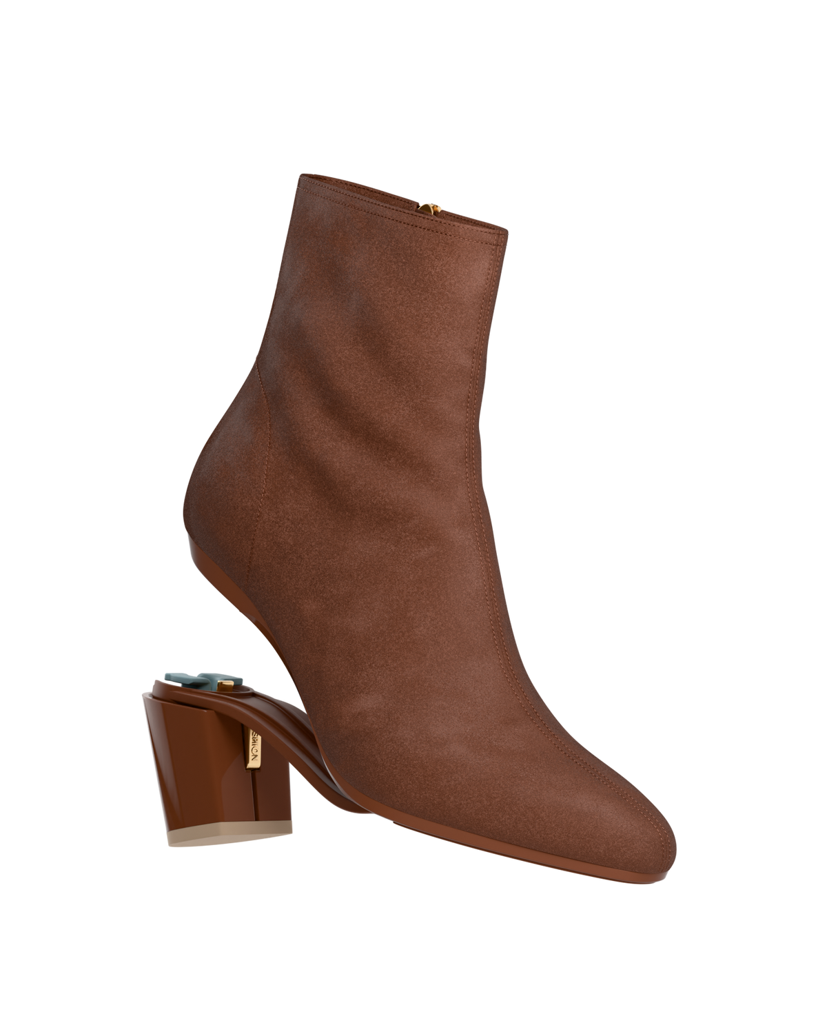 The Amy Bootie - Walnut Suede 3 Block