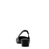 Anna Slingback - Coal Black Leather Flat