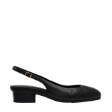 Anna Slingback - Coal Black Leather Flat