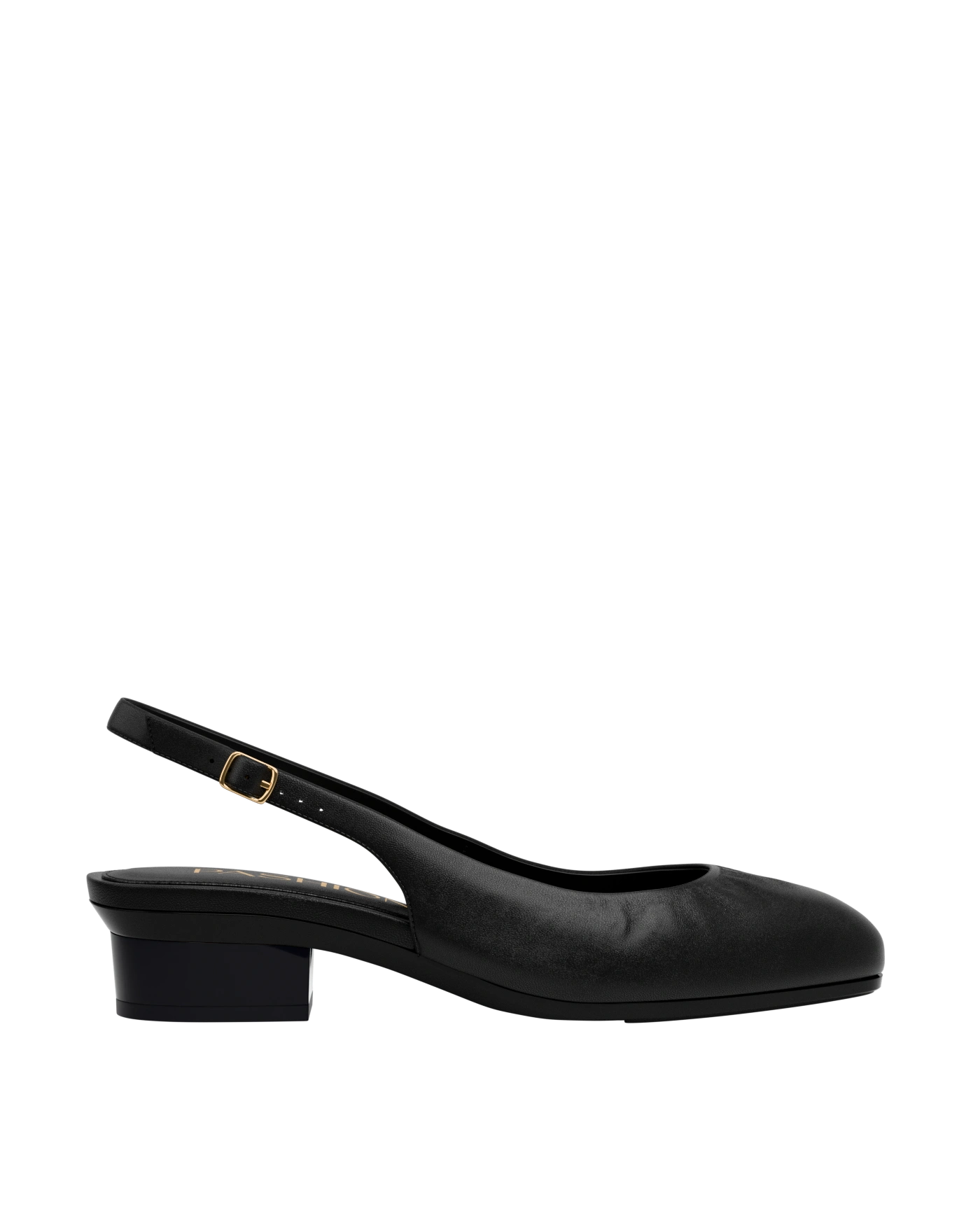 Ion Block Anna Slingback - Coal Black Leather Flat – Pashion Footwear