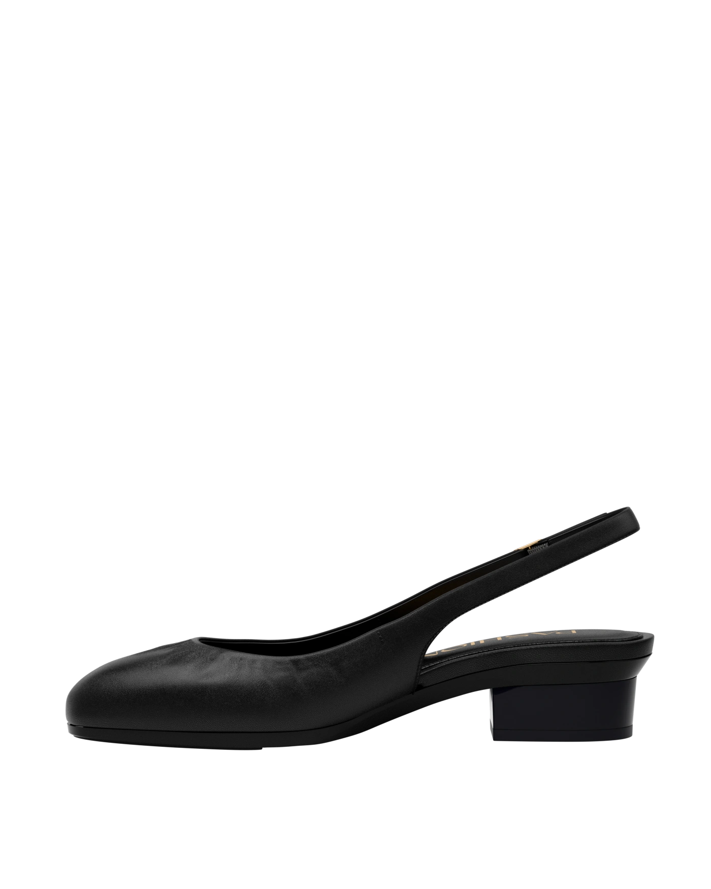 Anna Slingback - Coal Black Leather Flat