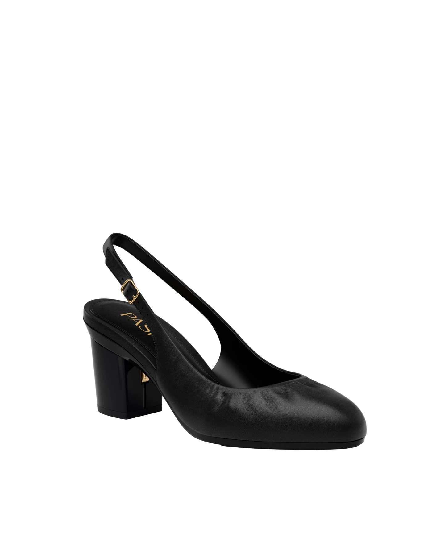 Anna Slingback - Coal Black Leather 3" Block