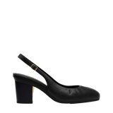 Anna Slingback - Coal Black Leather 3" Block