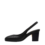 Anna Slingback - Coal Black Leather 3" Block