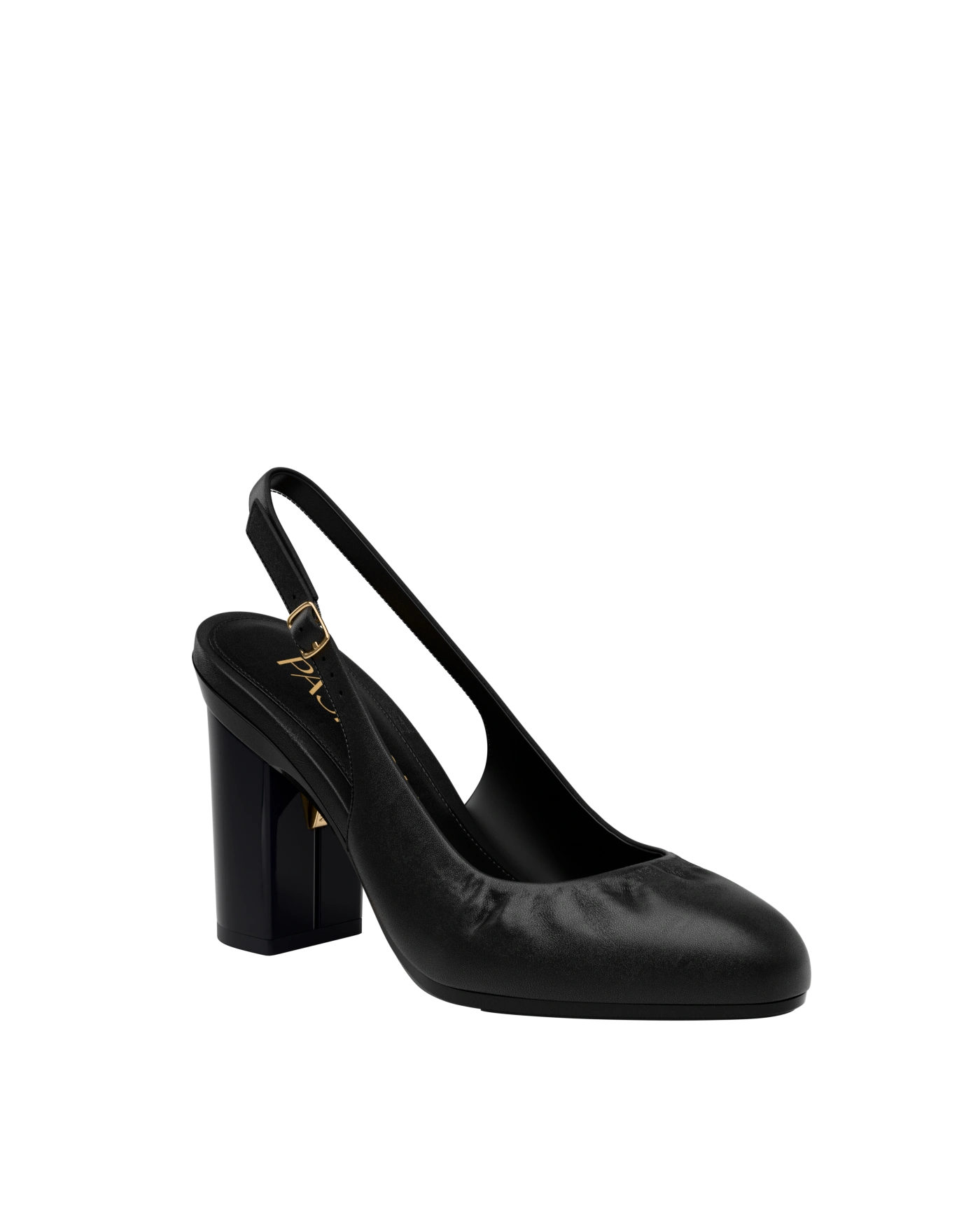Anna Slingback - Coal Black Leather 4" Block