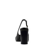 Anna Slingback - Coal Black Leather 4" Block