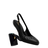 Anna Slingback - Coal Black Leather 4" Block