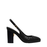 Anna Slingback - Coal Black Leather 4" Block