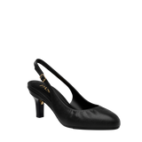 Anna Slingback - Coal Black Leather 3" Stiletto