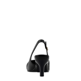 Anna Slingback - Coal Black Leather 3" Stiletto