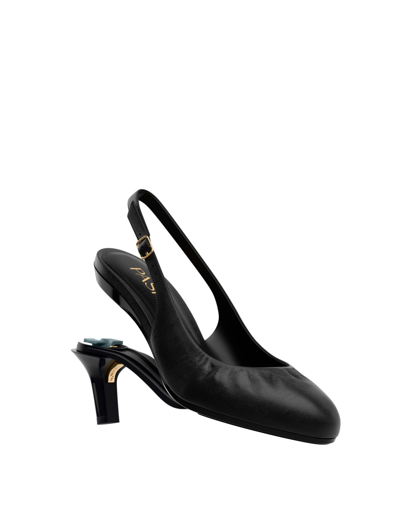 Anna Slingback - Coal Black Leather 3" Stiletto