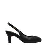 Anna Slingback - Coal Black Leather 3" Stiletto