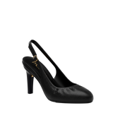 Anna Slingback - Coal Black Leather 4" Stiletto