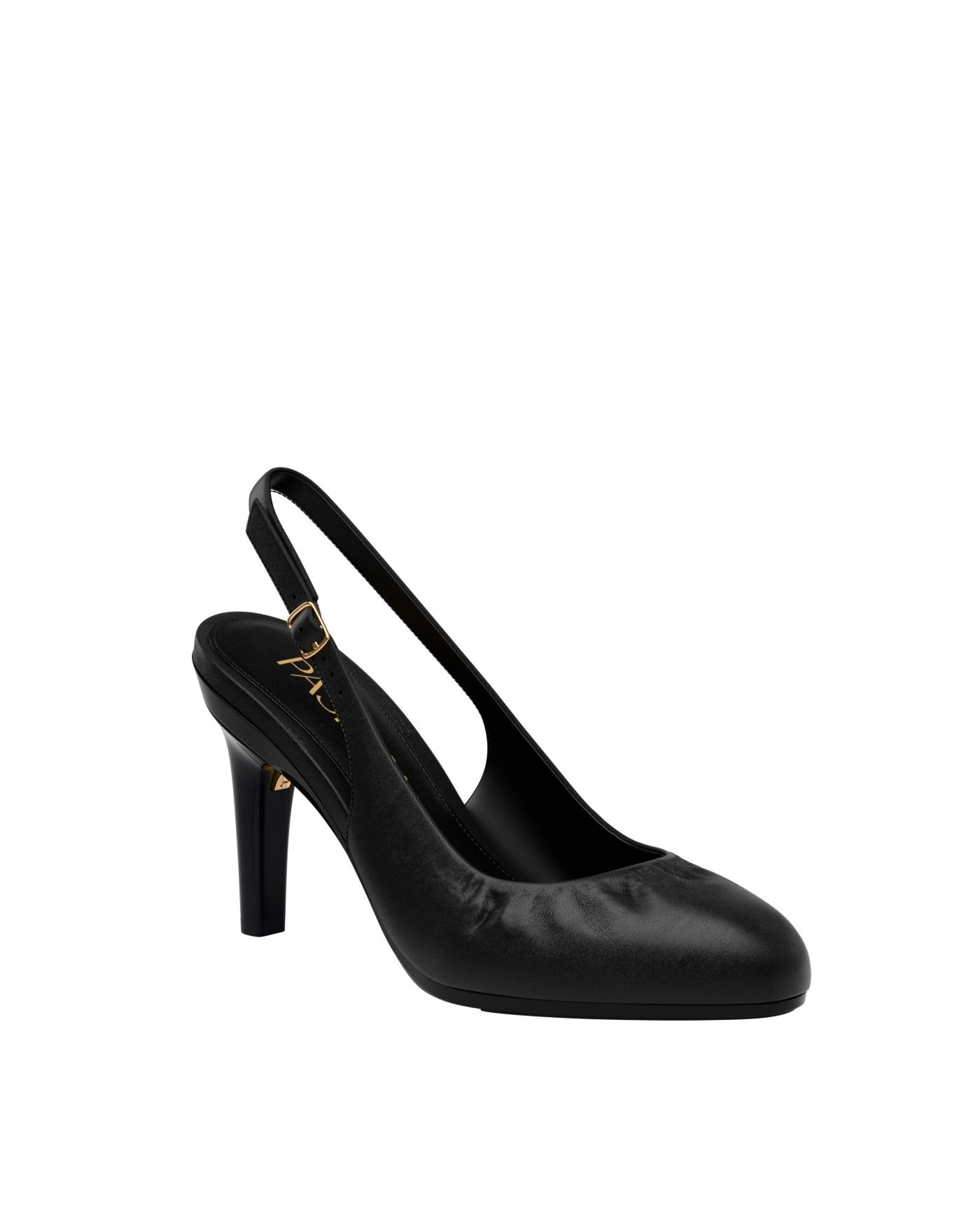 Anna Slingback - Coal Black Leather 4" Stiletto