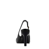 Anna Slingback - Coal Black Leather 4" Stiletto