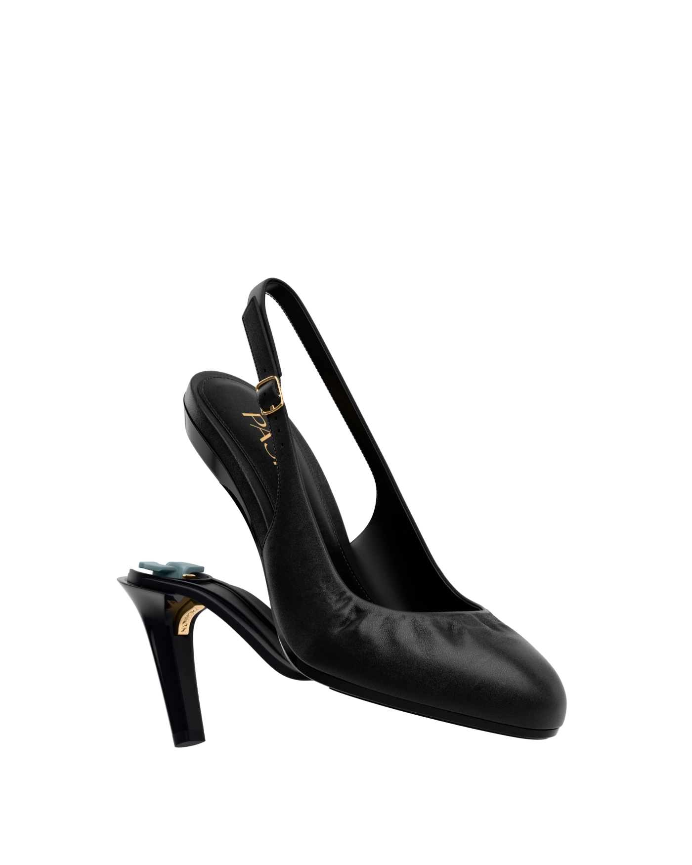 Anna Slingback - Coal Black Leather Flat