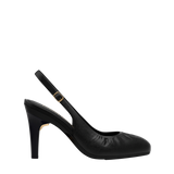 Anna Slingback - Coal Black Leather 4" Stiletto