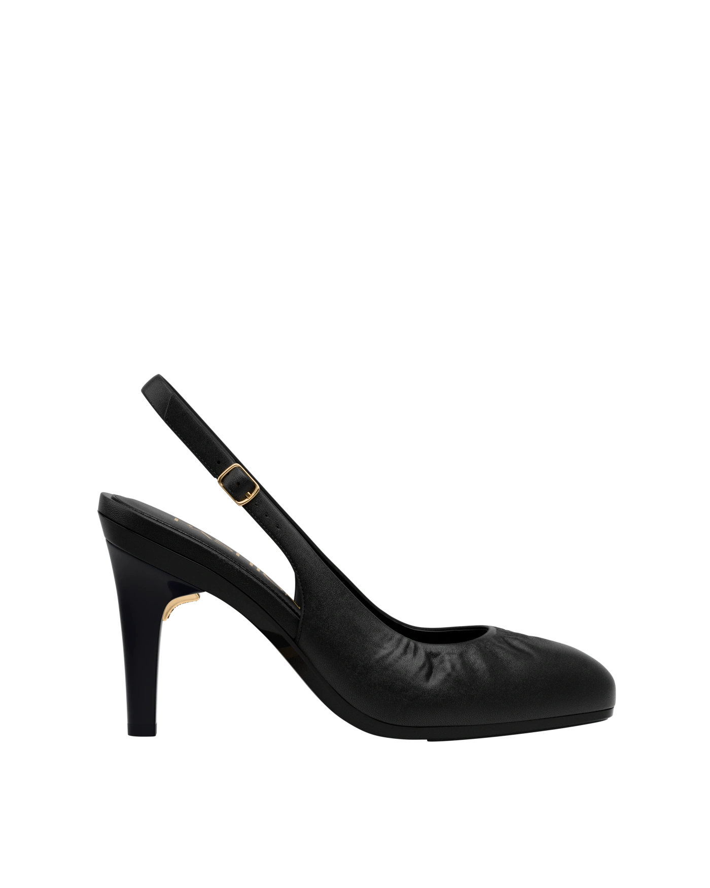 Anna Slingback - Coal Black Leather 4" Stiletto