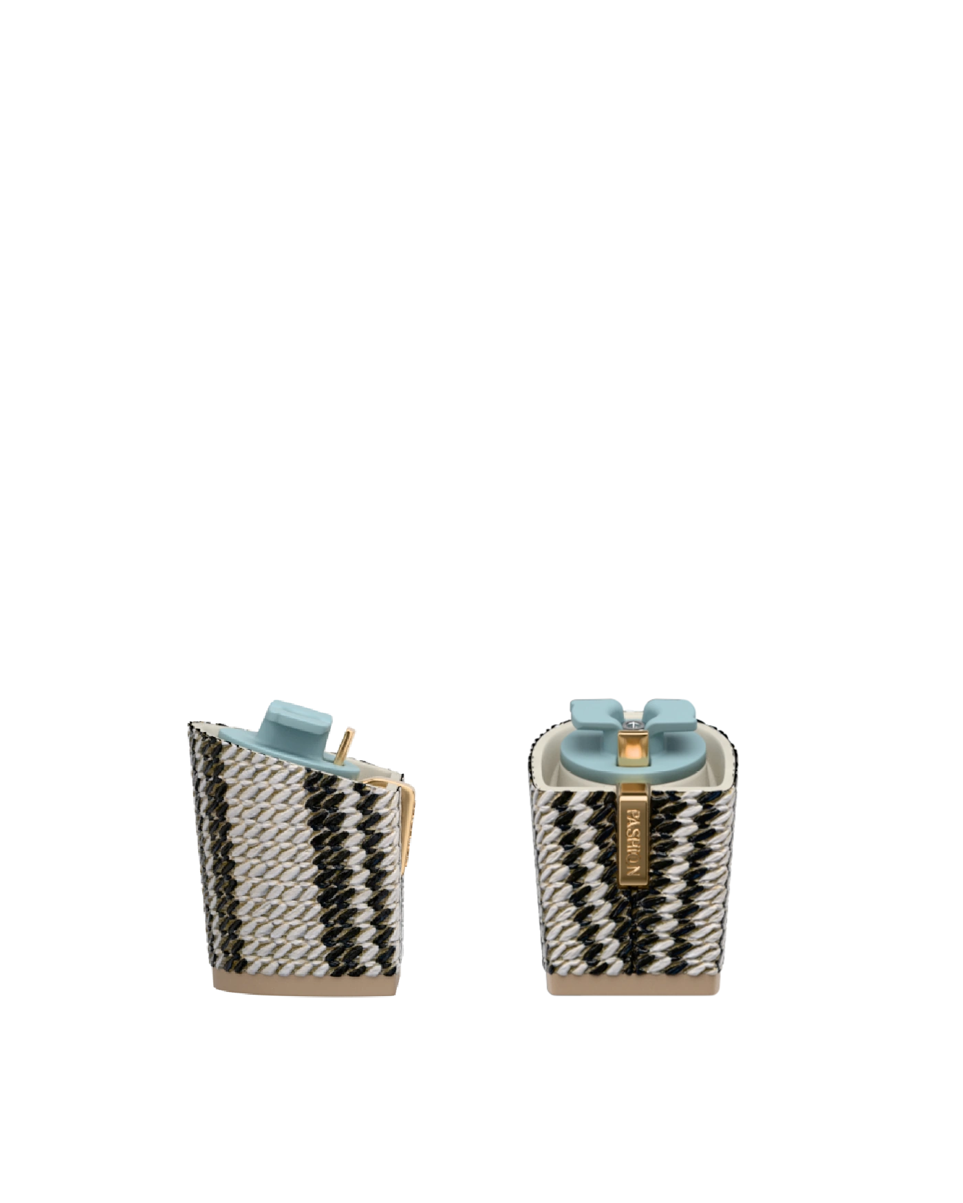 Block Heel Kit 3 Black & White Raffia, 3-inch interchangeable block heel. Pashion convertible heels go from heel to flat and are customizable with interchangeable heel kits.