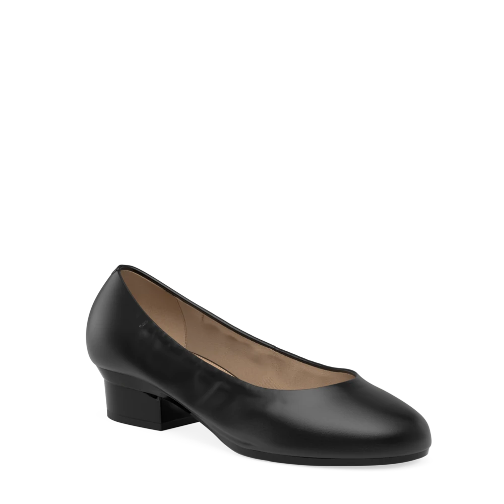 The Ballet Pump - Coal Stretch Leather 3 Block