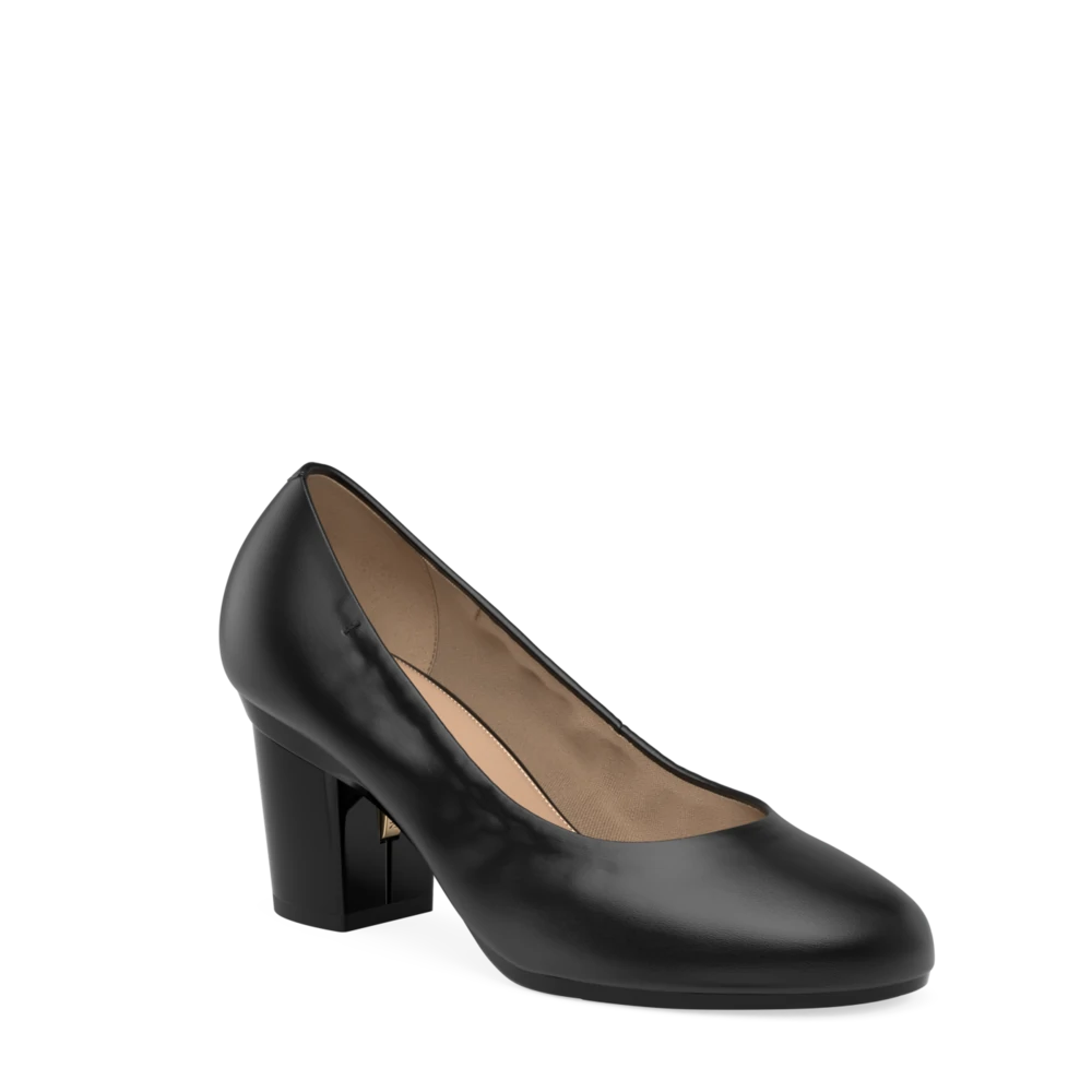 The Ballet Pump - Coal Stretch Leather 3 Block