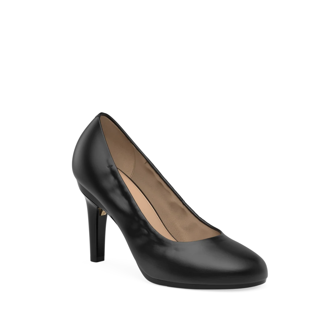 The Ballet Pump - Coal Stretch Leather 4 Stiletto