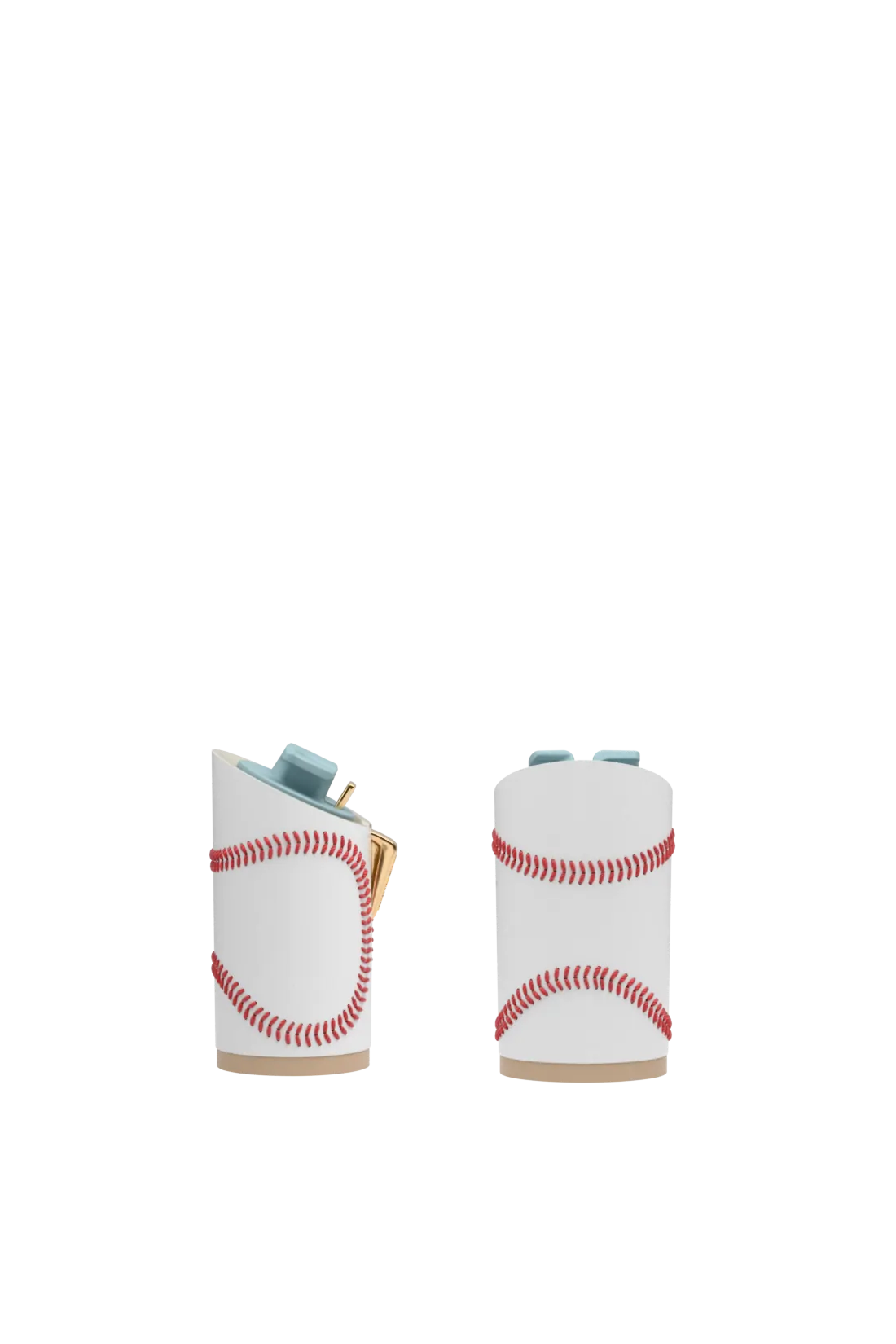 pair of cylinder block heel kit for convertible heels with baseball stitching