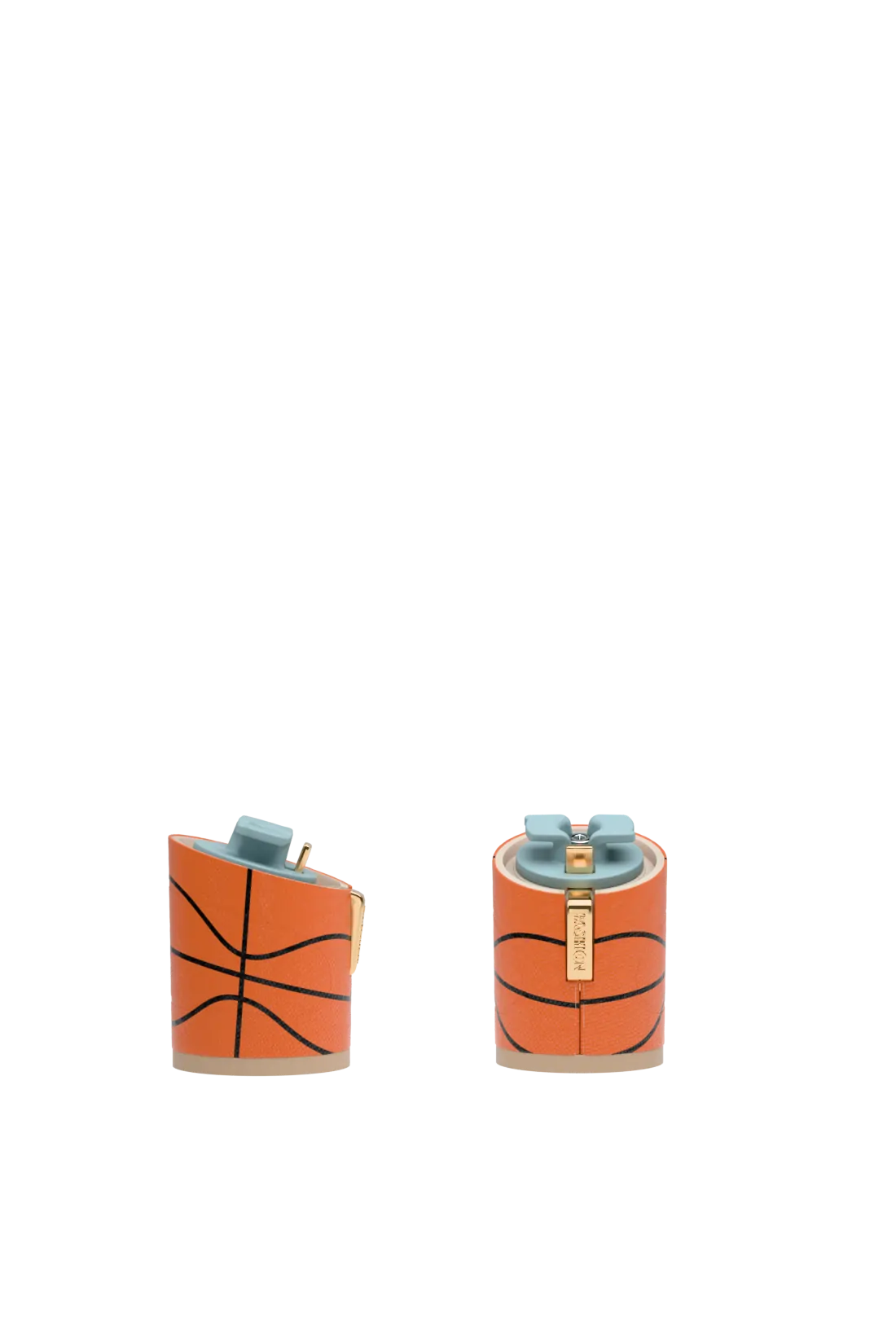 Two Orange Basketball pebble leather cylinder block heel kit for convertible high heels