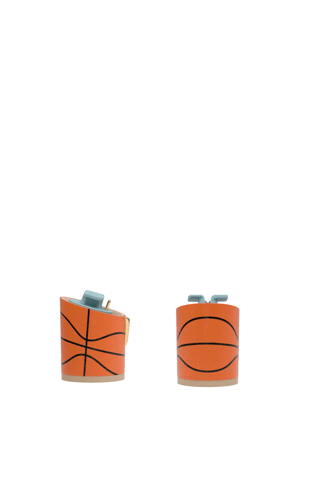 two Orange Basketball pebble leather cylinder block heel kits for convertible high heels